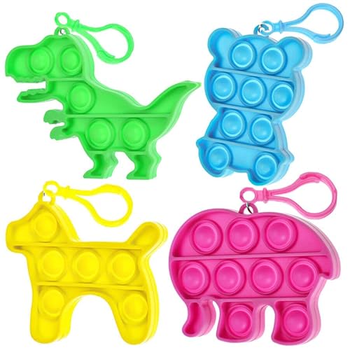 Murago - 4er Set Fidget Popper mit Schlüsselanhänger - Push Toy Mini Silikon Schlüsselbund Anti Stress Sensorik Spielzeug Finger Toys ADHS Squeeze Kindergeburtstag Mitgebsel Murago - 4er Set Fidget Popper mit Schlüsselanhänger - Push Toy Mini Silikon Schlüsselbund Anti Stress Sensorik Spielzeug Finger Toys ADHS Squeeze Kindergeburtstag Mitgebsel von Murago
