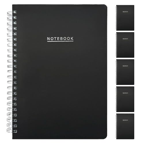Murago - 6 Stück Notiz Ringbuch liniert DIN A5 mit Datumsfeld - je 160 Seiten - 80 Blatt - Schwarz Matt Softcover - Tagebuch Notizblock Notizbücher Set Schreibblock Ringbindung Spiral Notizbuch Murago - 6 Stück Notiz Ringbuch liniert DIN A5 mit Datumsfeld - je 160 Seiten - 80 Blatt - Schwarz Matt Softcover - Tagebuch Notizblock Notizbücher Set Schreibblock Ringbindung Spiral Notizbuch von Murago