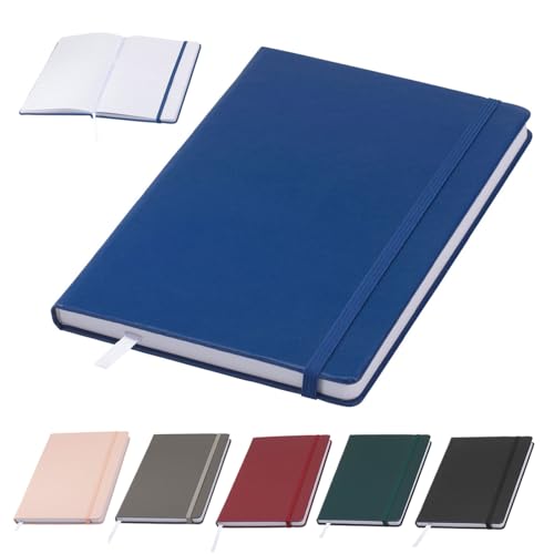 Murago - Notizbuch liniert DIN A5 Kunstleder Hardcover - 192 Seiten - 96 Blatt - Dunkelblau Matt - 80g/m² Papier Notizheft Tagebuch Notizblock Schreibbuch mit Gummiband Lesezeichen Leseband von Murago