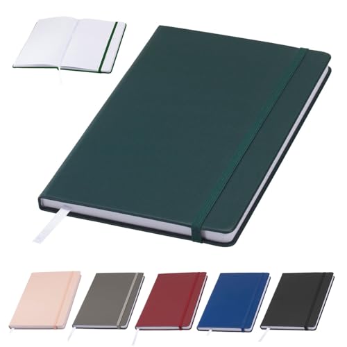 Murago - Notizbuch liniert DIN A5 Kunstleder Hardcover - 192 Seiten - 96 Blatt - Dunkelgrün Matt - 80g/m² Papier Notizheft Tagebuch Notizblock Schreibbuch mit Gummiband Lesezeichen Leseband von Murago