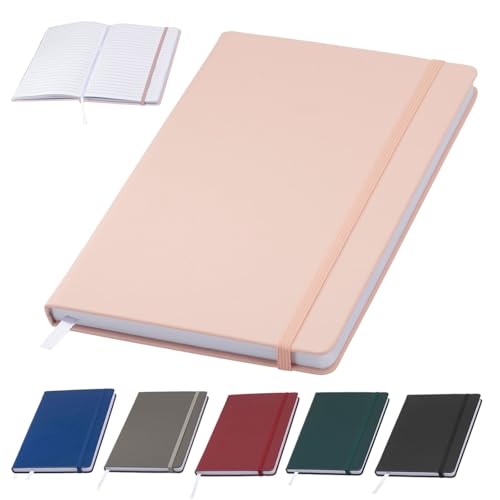 Murago - Notizbuch liniert DIN A5 Kunstleder Hardcover - 192 Seiten - 96 Blatt - rosa - 80g/m² Papier Notizheft Tagebuch Notizblock Schreibbuch Pink mit Gummiband Lesezeichen Leseband von Murago