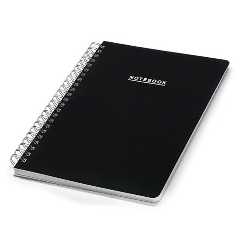 Murago - Tagebuch mit Ringbindung & Datumsfeld liniert DIN A5-160 Seiten - Schwarz Matt Softcover - Notizbuch Notizblock Notizheft Schreibblock Spiral Ringbuch von Murago