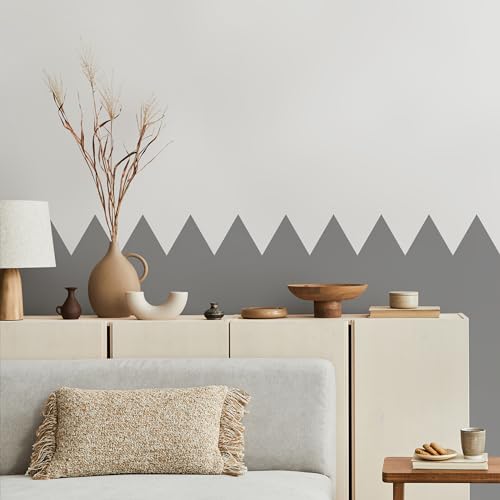 Muralo - Wandtatto für Kinderzimmer für Mädchen und Jugend - Wandsticker, Wandaufkleber Zickzack Tapete für Kindergärten, Schulaula, Schule, Boho Stil - Br.120cm x Hö.120cm - Grau Muralo - Wandtatto für Kinderzimmer für Mädchen und Jugend - Wandsticker, Wandaufkleber Zickzack Tapete für Kindergärten, Schulaula, Schule, Boho Stil - Br.120cm x Hö.120cm - Grau von Muralo
