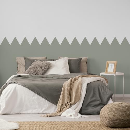 Muralo - Wandtatto für Kinderzimmer für Mädchen und Jugend - Wandsticker, Wandaufkleber Zickzack Tapete für Kindergärten, Schulaula, Schule, Boho Stil - Br.120cm x Hö.120cm - Olivgrün Muralo - Wandtatto für Kinderzimmer für Mädchen und Jugend - Wandsticker, Wandaufkleber Zickzack Tapete für Kindergärten, Schulaula, Schule, Boho Stil - Br.120cm x Hö.120cm - Olivgrün von Muralo