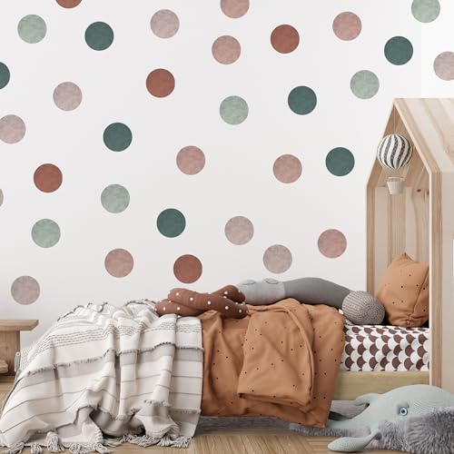 Muralo - Wandtattoo Kinderzimmer Mädchen, Klebe-Punkte Bunt 150 Stück - Wandsticker Wanddeko Babyzimmer, Wandaufkleber Deko Kreise Set, Dots- Br.95cm x Hö.60cm von Muralo