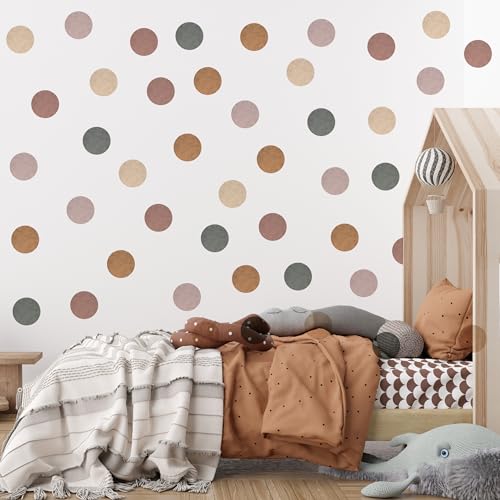 Muralo - Wandtattoo Kinderzimmer Mädchen, Klebe-Punkte Bunt 150 Stück - Wandsticker Wanddeko Babyzimmer, Wandaufkleber Deko Kreise Set, Dots- Br.95cm x Hö.60cm von Muralo