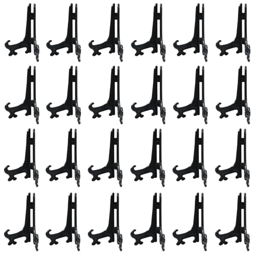 Murtenze Kunststoff-Staffeleiplatte, Präsentationsständer, Bilderrahmen, Mini-Staffelei für Hochzeiten/Heimdekoration (10,2 cm, schwarz), 24 Stück von Murtenze