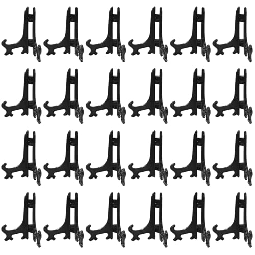 Murtenze Kunststoff-Staffeleiplatte, Präsentationsständer, Bilderrahmen, Mini-Staffelei für Hochzeiten/Heimdekoration (7,6 cm, schwarz), 24 Stück von Murtenze