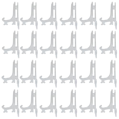 Murtenze Kunststoff-Staffeleiplatte, Präsentationsständer, Bilderrahmen, Mini-Staffelei für Hochzeiten/Heimdekoration (7,6 cm, transparent), 24 Stück von Murtenze