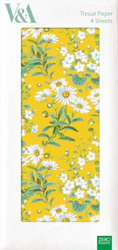 V&A Seidenpapier mit gelben Gänseblümchen, 4 Bögen von Museums & Galleries