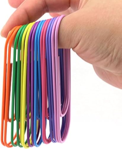 40 Stück 10,2 cm große Büroklammern, 8 Farben pro Farbe, 5 Stück 100 mm, niedliche Papiernadeln, mehrfarbiges Lesezeichen, Bürobedarf, Zubehör (8 Farben/40 Stück) von Music Fans Merch