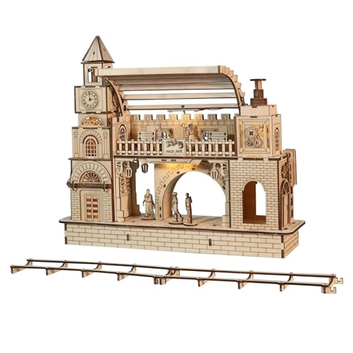 3D Holz Puzzle Bahnhof Bausatz zum Selbstbauen Holzbausatz handgefertigtes DIY Bastelset einzigartiges von Music Park