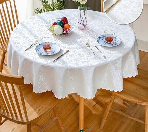 Musihy Tischdekoration Hochzeit, 280 cm Polyester Einfache Florale Struktur Tischtuch für Küche, Tischdekoration, Picknick, Cremeweiß Musihy Tischdekoration Hochzeit, 280 cm Polyester Einfache Florale Struktur Tischtuch für Küche, Tischdekoration, Picknick, Cremeweiß von Musihy
