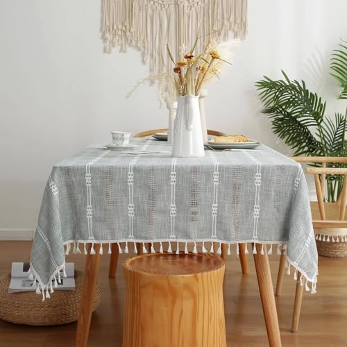 Musihy Tischtücher Hochzeit, 90 x 90 cm Polyester Häkelmuster mit Streifen Tischtuch für Küche, Picknick, Tischdekoration, Grau von Musihy
