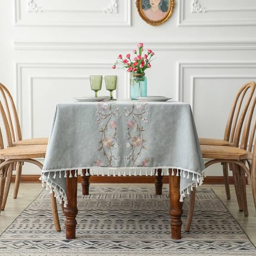 Musihy Tischtücher Stoff, 140 x 180 cm Polyester Vintage-Stickmuster mit Blumenzweigen Tischtuch für Küche, Picknick, Tischdekoration, Grau Musihy Tischtücher Stoff, 140 x 180 cm Polyester Vintage-Stickmuster mit Blumenzweigen Tischtuch für Küche, Picknick, Tischdekoration, Grau von Musihy
