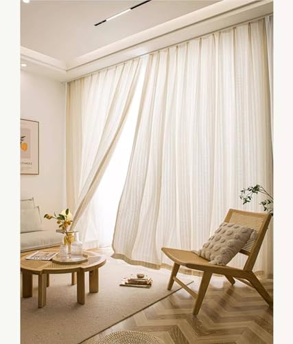 Musihy Vorhänge Durchsichtig, 132x274cm Einfarbig mit Strukturiertem Gewebe Elegante Fenstervorhänge und Vorhänge für Wohnzimmer, Schlafzimmer 2 Paneele aus Baumwollgarn, Beige Musihy Vorhänge Durchsichtig, 132x274cm Einfarbig mit Strukturiertem Gewebe Elegante Fenstervorhänge und Vorhänge für Wohnzimmer, Schlafzimmer 2 Paneele aus Baumwollgarn, Beige von Musihy