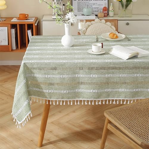 Tischdecke Abwaschbar, 90 x 140 cm Polyester Häkelmuster mit Streifen Tischtuch für Küche, Picknick, Tischdekoration, Grün Tischdecke Abwaschbar, 90 x 140 cm Polyester Häkelmuster mit Streifen Tischtuch für Küche, Picknick, Tischdekoration, Grün von Musihy