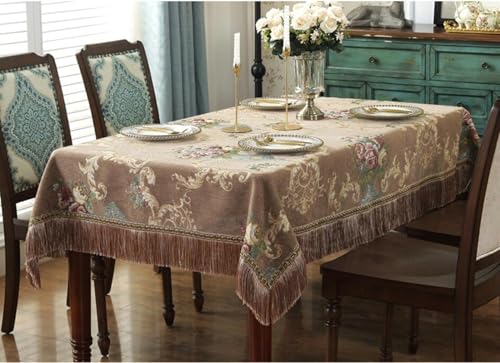 Tischdecke Elegant Schick, Rechteckige Tischtücher Tischdecke mit bestickten Blumen für Veranstaltungen, Hochzeiten, Bankette und Partys, mit Quaste, Kaffee, 110x160cm Tischdecke Elegant Schick, Rechteckige Tischtücher Tischdecke mit bestickten Blumen für Veranstaltungen, Hochzeiten, Bankette und Partys, mit Quaste, Kaffee, 110x160cm von Musihy