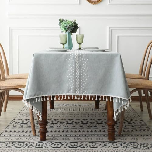 Tischdecke Esstisch Abwaschbar, 140 x 300 cm Polyester Häkelmuster mit Punkten Tischtuch für Küche, Tischdekoration, Picknick, Silber-Grau Tischdecke Esstisch Abwaschbar, 140 x 300 cm Polyester Häkelmuster mit Punkten Tischtuch für Küche, Tischdekoration, Picknick, Silber-Grau von Musihy