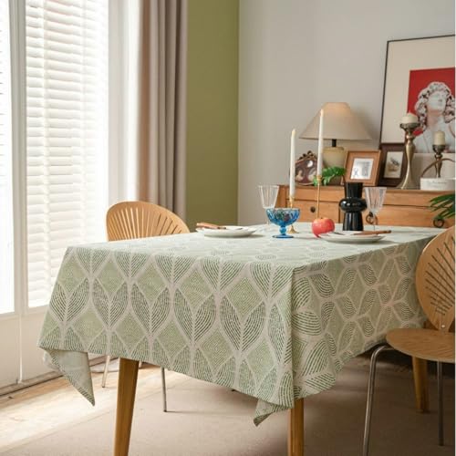 Tischdecke Esstisch Abwaschbar, Rechteckige Tischtücher Tischdecke mit Blatt- und Karomuster für Küche, Esszimmer, Tischdekoration, Picknick im Freien, Grün, 140x300cm Tischdecke Esstisch Abwaschbar, Rechteckige Tischtücher Tischdecke mit Blatt- und Karomuster für Küche, Esszimmer, Tischdekoration, Picknick im Freien, Grün, 140x300cm von Musihy