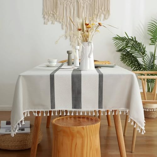 Tischdecke Esstisch Modern, 90 x 90 cm Polyester Gewebtes Gitter mit Struktur Tischtuch Fleckenschutz, Dunkelgrau von Musihy
