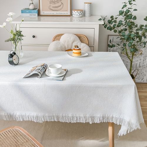 Tischdecke Landhausstil Vintage, Rechteckige Tischdecken Tischdecke mit Quasten für den Außen- und Innenbereich, Weiß-Stil2, 130x180cm Tischdecke Landhausstil Vintage, Rechteckige Tischdecken Tischdecke mit Quasten für den Außen- und Innenbereich, Weiß-Stil2, 130x180cm von Musihy