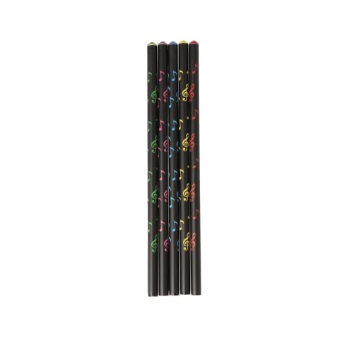 Musikboutique, schwarze Bleistifte mit bunten Noten und Schmuckstein, Musik, 10er- oder 5er-Packung (5) von Musikboutique