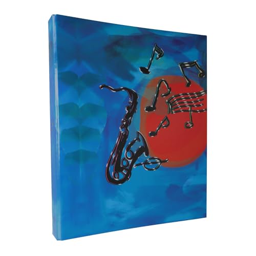 schmaler, blauer Ordner mit Saxophon für DIN A4 von Musikboutique