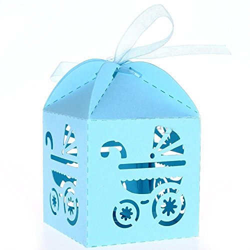 Musuntas 50Tlg.Vogelkäfig-Entwurf Hochzeit Taufe Gastgeschenk Geschenkbox Kartonage Schachtel Tischdeko Bonboniere Box Hochzeit Dekoration Baby Shower Bonboniere Box（Baby blau) von Musuntas