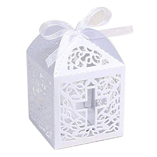 Musuntas 50Tlg.Vogelkäfig-Entwurf Hochzeit Taufe Gastgeschenk Geschenkbox Kartonage Schachtel Tischdeko Bonboniere Box Hochzeit Dekoration Baby Shower Bonboniere Box（White von Musuntas