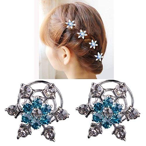 Musuntas 6er Set wunderschöne Sterne Blumen Haarspiralen Haarnadeln aus , Perle, Strass, Braut Hochzeit Perle Strass Haarschmuck Haarspiralen-bluen（ von Musuntas