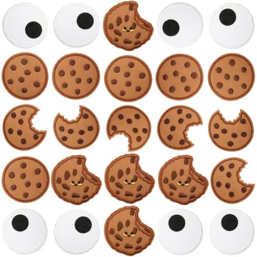 25 Stück Aufnäher Zum Aufbügeln, Lustige Augen, Kekse, Aufnäher, Stickerei, Applikation, Reparaturaufkleber Für Kleidung, Rucksäcke, Jacken, Hüte von Muteitt