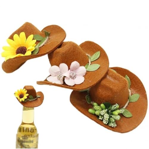 3 Stück Mini-Cowboy-Hut-flaschendeckel, Winzige Cowgirl-Hut-flaschenaufsätze, Niedliche Puppenhüte, Weinflaschen-Abdeckung, Party-Dekoration, Zubehör 3 Stück Mini-Cowboy-Hut-flaschendeckel, Winzige Cowgirl-Hut-flaschenaufsätze, Niedliche Puppenhüte, Weinflaschen-Abdeckung, Party-Dekoration, Zubehör von Muteitt