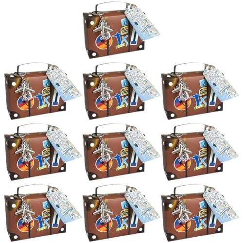 Muteitt 10 Stück Mini-Koffer-geschenkboxen, Vintage-Koffer, Party-Geschenk-süßigkeitsboxen Flugzeug-schlüsselanhängern Und Kraft-anhängern Für Party-Dekorationen Zum Thema Reisen Muteitt 10 Stück Mini-Koffer-geschenkboxen, Vintage-Koffer, Party-Geschenk-süßigkeitsboxen Flugzeug-schlüsselanhängern Und Kraft-anhängern Für Party-Dekorationen Zum Thema Reisen von Muteitt