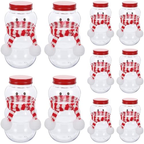 Muteitt 10 Stück Weihnachtliche Saftflaschen, Niedliche Schneemann-Form, Milchflaschen Deckel, Weihnachts-süßigkeitsflaschen Schal, Weihnachtliche Leere Getränkeflaschen Zum Trinken von Muteitt