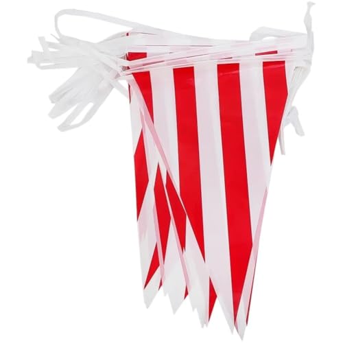 Muteitt Rot-weiß Gestreiftes Wimpelbanner, Karnevals-Zirkus-dekorationszubehör, Dreieck-wimpelfahnen, Kindergeburtstag, Neujahrsparty-zubehör Muteitt Rot-weiß Gestreiftes Wimpelbanner, Karnevals-Zirkus-dekorationszubehör, Dreieck-wimpelfahnen, Kindergeburtstag, Neujahrsparty-zubehör von Muteitt