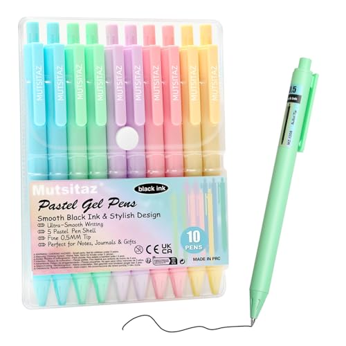 Mutsitaz 10 Stücke Druckkugelschreiber 0,5mm Schwarz Tinte, Glatte Schreibende Nette Stifte, Pastell Roller Gelstifte Kugelschreiber Mutsitaz 10 Stücke Druckkugelschreiber 0,5mm Schwarz Tinte, Glatte Schreibende Nette Stifte, Pastell Roller Gelstifte Kugelschreiber von Mutsitaz