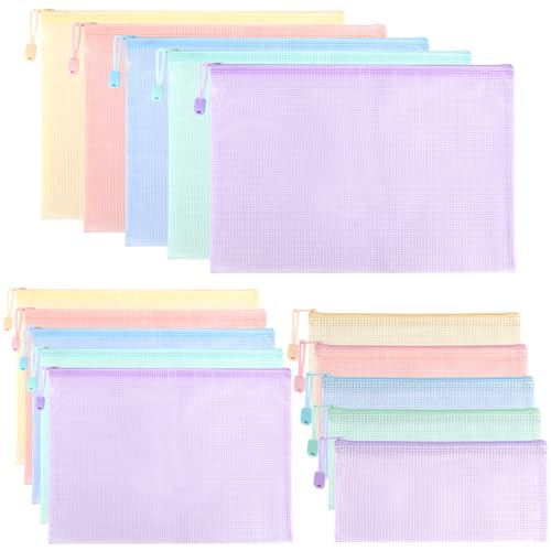 Mutsitaz 15 Stück Dokumententasche mit Reißverschluss A4+A5+A6, Wasserdichter Dokumentenbeutel für Dokumente, Quittung, Papier, Schule, Prüfungsblatt, Kosmetik, Reise, 5 Farben Mutsitaz 15 Stück Dokumententasche mit Reißverschluss A4+A5+A6, Wasserdichter Dokumentenbeutel für Dokumente, Quittung, Papier, Schule, Prüfungsblatt, Kosmetik, Reise, 5 Farben von Mutsitaz
