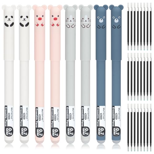 Mutsitaz Radierbarer Kugelschreiber Schwarz Tinte, 8 Stück Tintenroller Radierbar mit 24 Nachfüllungen, Erasable Pen Set, 0,7 mm Löschbarer Stift für Studenten, Lehrer, Schule und Büro Mutsitaz Radierbarer Kugelschreiber Schwarz Tinte, 8 Stück Tintenroller Radierbar mit 24 Nachfüllungen, Erasable Pen Set, 0,7 mm Löschbarer Stift für Studenten, Lehrer, Schule und Büro von Mutsitaz