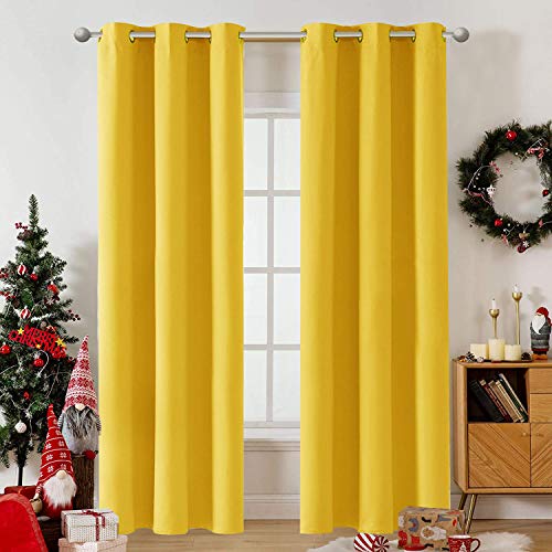 Muutos Lichtundurchlässige Vorhang, Verdunkelungsgardinen, Verdunkelnd Thermo Schalldämmend für Schlafzimmer Kinderzimmer Wohnzimmer, H 245 x B 140cm, Gelb von Muutos