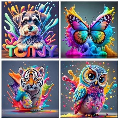 Muyohix 4 Stück Tiere Malen Nach Zahlen Kinder ab 5-10 Jahre Mädchen, Schildkröte Eule Giraffe Dino Malen Nach Zahlen mit Acrylfarben, Pinseln, Handgemalt Ölgemälde für Home Décor, Geschenk-26x26cm, B Muyohix 4 Stück Tiere Malen Nach Zahlen Kinder ab 5-10 Jahre Mädchen, Schildkröte Eule Giraffe Dino Malen Nach Zahlen mit Acrylfarben, Pinseln, Handgemalt Ölgemälde für Home Décor, Geschenk-26x26cm, B von Muyohix