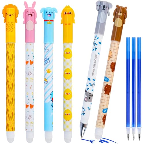 Muyohix 6 Stück Radierbarer Kugelschreiber Blau 0,5mm Radierstift Gelstifte mit 3 Minen, Cartoon Radierbare Stifte, Gelstifte Radierbar, Tintenroller Radierbar Gelschreiber für Schul Bürobedarf Muyohix 6 Stück Radierbarer Kugelschreiber Blau 0,5mm Radierstift Gelstifte mit 3 Minen, Cartoon Radierbare Stifte, Gelstifte Radierbar, Tintenroller Radierbar Gelschreiber für Schul Bürobedarf von Muyohix