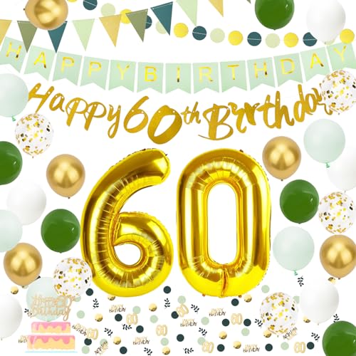 60 Geburtstag Deko, Grün Gold 60 Happy Birthday Deko für Frauen Männer 60 Geburtstag Luftballons, Girlande Geburtstag, Happy Birthday Banner Balloons, Geburtstagsdeko Birthday Decorations. 60 Geburtstag Deko, Grün Gold 60 Happy Birthday Deko für Frauen Männer 60 Geburtstag Luftballons, Girlande Geburtstag, Happy Birthday Banner Balloons, Geburtstagsdeko Birthday Decorations. von Muzigs