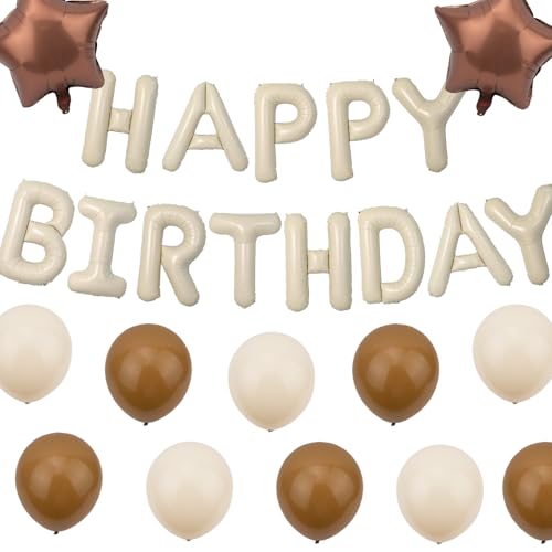 Cremeweiß Happy Birthday Dekorationen Happy Birthday Luftballons Banner für Frauen, Mädchen und Jungen und Erwachsene, Beige Folie Selbstaufblasende Alphabet Ballons Wimpelkette für Party Dekoration Cremeweiß Happy Birthday Dekorationen Happy Birthday Luftballons Banner für Frauen, Mädchen und Jungen und Erwachsene, Beige Folie Selbstaufblasende Alphabet Ballons Wimpelkette für Party Dekoration von Muzigs