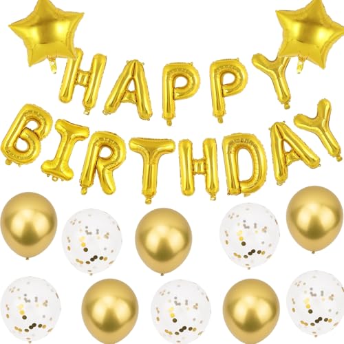 Gold Happy Birthday Luftballons Banner Happy Birthday Dekorationen für Frauen Männer Folie Selbstaufblasende Alphabet Ballons Wimpelkette für Party Dekoration Gold Happy Birthday Luftballons Banner Happy Birthday Dekorationen für Frauen Männer Folie Selbstaufblasende Alphabet Ballons Wimpelkette für Party Dekoration von Muzigs