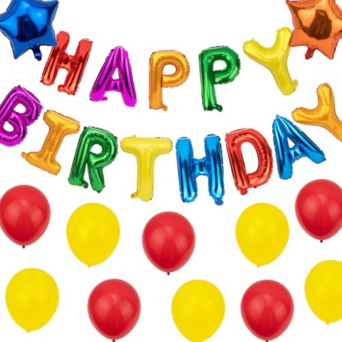 Regenbogen-Ballon-Banner "Happy Birthday", Dekorationen für Mädchen, Jungen und Erwachsene, bunte Folie, selbstaufblasende Alphabet-Ballons, Wimpelkette für Party-Dekoration. Regenbogen-Ballon-Banner "Happy Birthday", Dekorationen für Mädchen, Jungen und Erwachsene, bunte Folie, selbstaufblasende Alphabet-Ballons, Wimpelkette für Party-Dekoration. von Muzigs