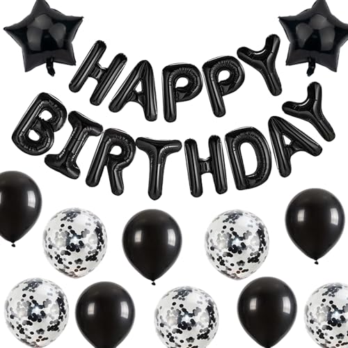 Schwarze Happy Birthday Dekorationen Happy Birthday Luftballons Banner für Männer und Frauen Folie Selbstaufblasende Alphabet Ballons Wimpelkette für Party Dekoration Schwarze Happy Birthday Dekorationen Happy Birthday Luftballons Banner für Männer und Frauen Folie Selbstaufblasende Alphabet Ballons Wimpelkette für Party Dekoration von Muzigs