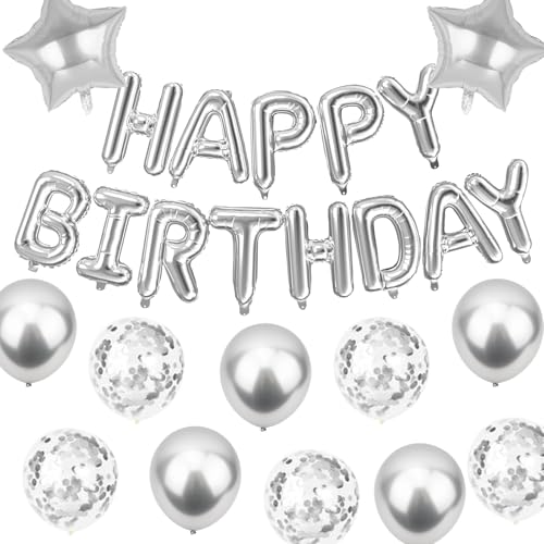 Silber Happy Birthday Luftballons Banner Happy Birthday Dekorationen für Männer Frauen Folie Selbstaufblasende Alphabet Ballons Wimpelkette für Party Dekoration Silber Happy Birthday Luftballons Banner Happy Birthday Dekorationen für Männer Frauen Folie Selbstaufblasende Alphabet Ballons Wimpelkette für Party Dekoration von Muzigs