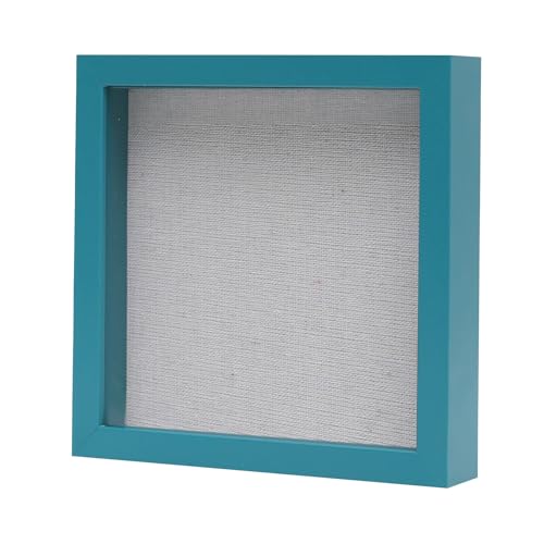 Muzilife 3D Bilderrahmen zum Befüllen 20x20 cm-Tiefer Holz Rahmen, Objektrahmen Shadow Box mit Glasscheibe, als Geschenk für Familie Freunde, Fotos Erinnerungsbox (Blaugrün, 20x20cm) von Muzilife