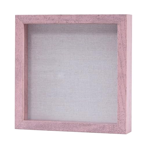 Muzilife 3D Bilderrahmen zum Befüllen 20x20 cm-Tiefer Holz Rahmen, Objektrahmen Shadow Box mit Glasscheibe, als Geschenk für Familie Freunde, Fotos Erinnerungsbox (GrauRosa, 20x20cm) von Muzilife